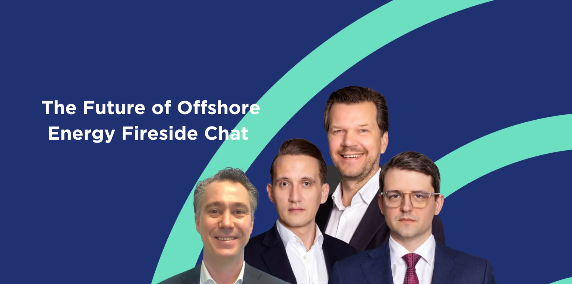 Four speakers for an energy chat on a blue background.