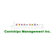 Stylised cargo ship with flags and "Global Shipping Management Ltd." text.