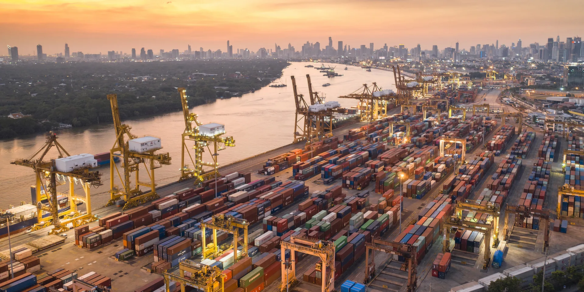 Logistics and transportation of Container Cargo ship and Cargo plane with working