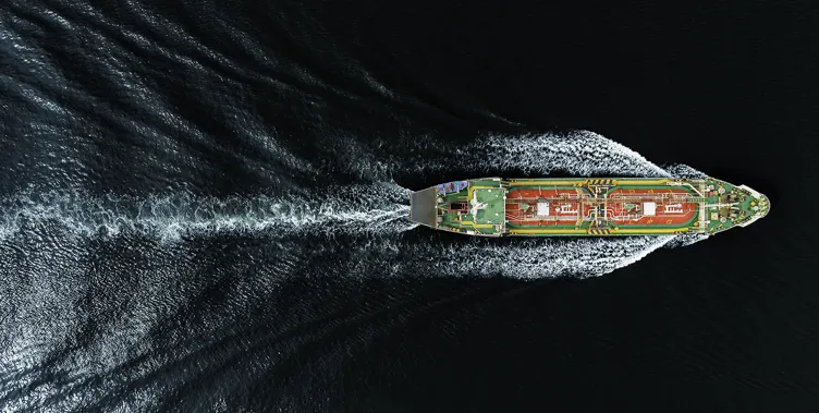 Oil Ship tanker or Liquefied Petroleum Gas (LPG) ship on the sea transportation oil/gas from refinery