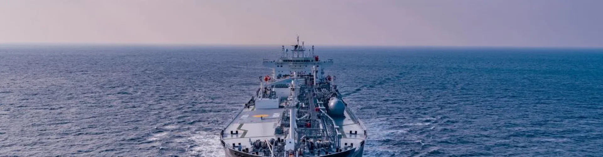 Gas ship on its own in the sea