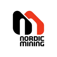 Logo of Nordic Mining in black and red colors.