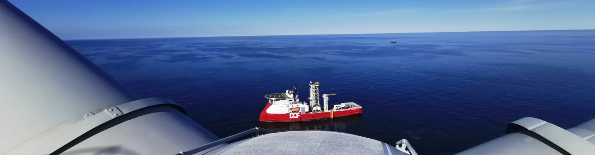 View of OSV from the top of a wind turbine